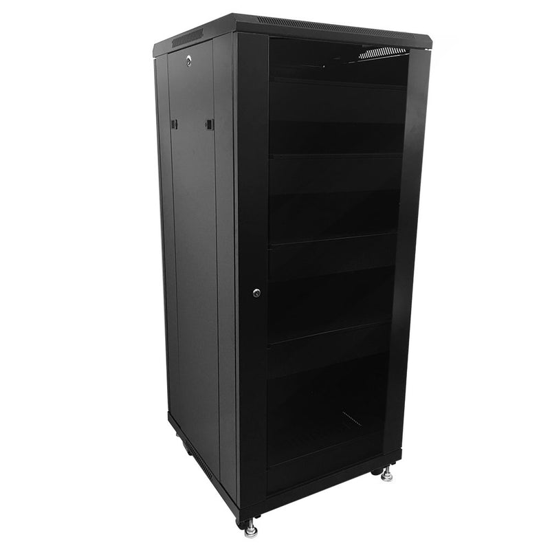 27U A/V and Networking Cabinet - Pre-Loaded with Fan Top, 5 Shelves