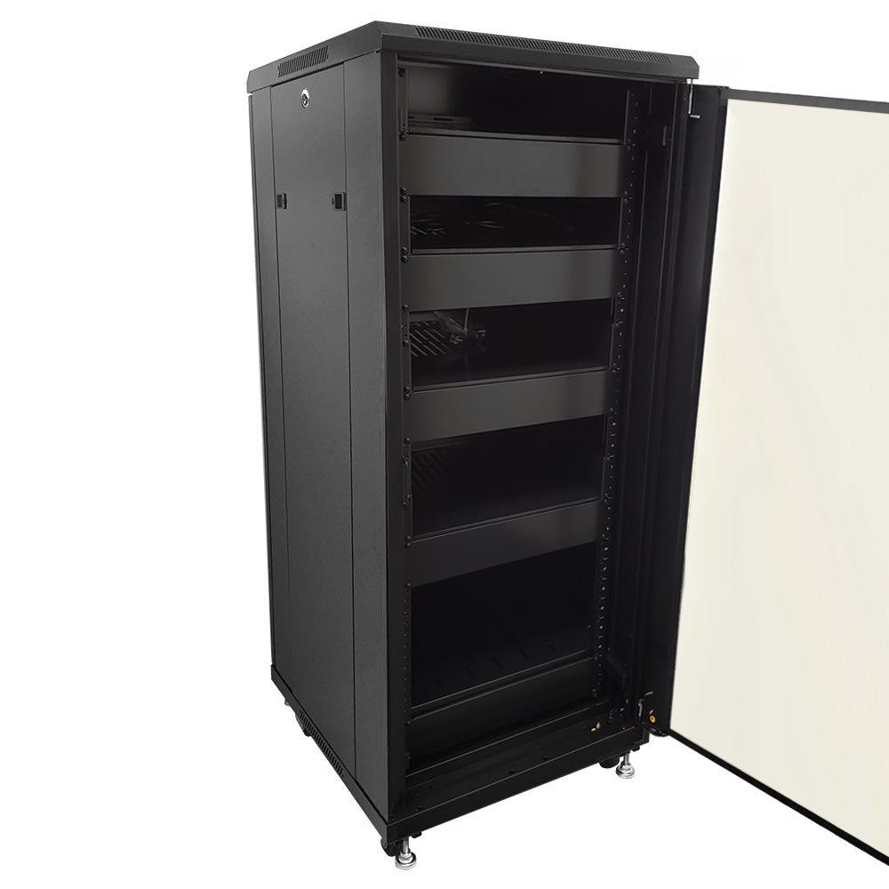 27U A/V and Networking Cabinet - Pre-Loaded with Fan Top, 5 Shelves