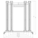 Four Post Relay Rack - 19 inch 26U, Square hole, Depth 24-36 inch