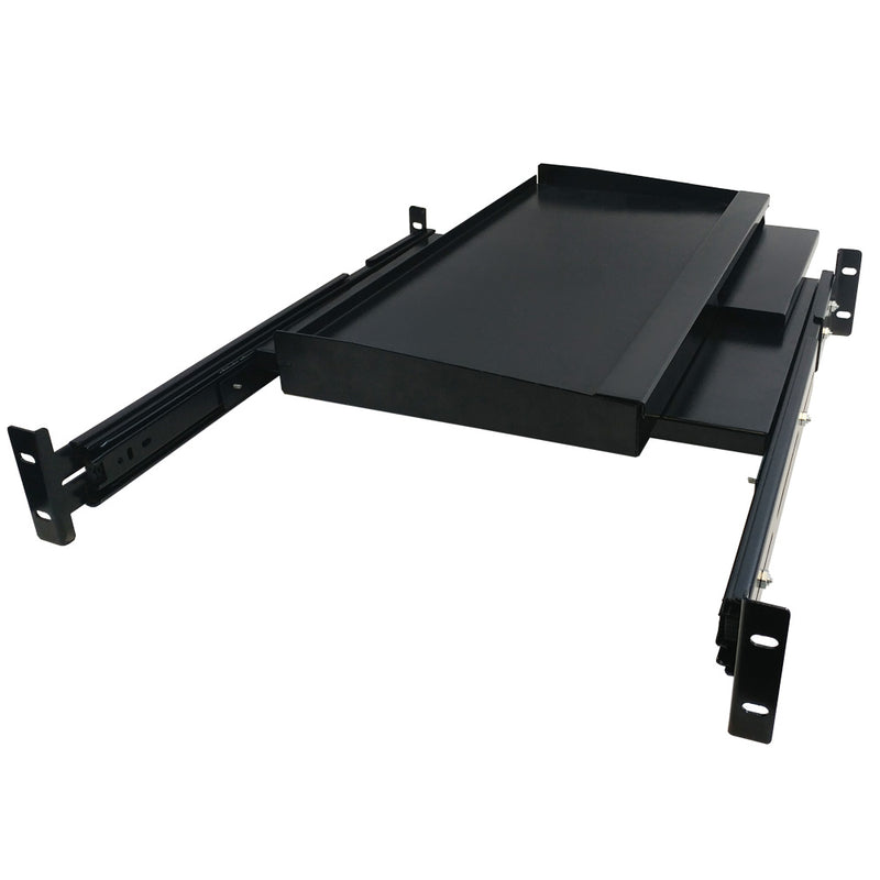 thumbnail image 2 of 19" Rack Mountable Sliding Keyboard Shelf – 2U Rack Space, Holds 16 Keyboards, 50 Lb Capacity By LVC 2 of 3