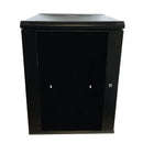 Wall Mount Cabinet 15U x 19.5 inch Usable Depth, Glass Door - Black
