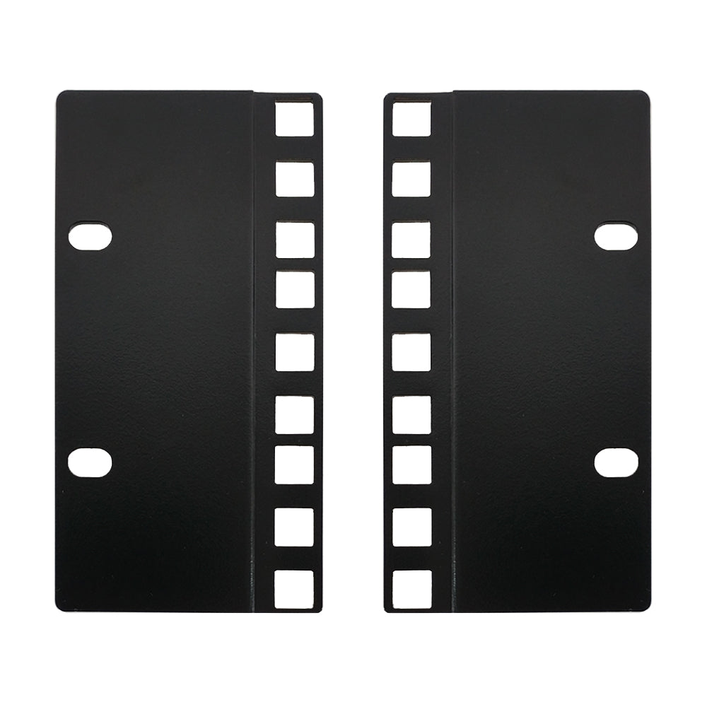 3U 23 inches to 19 inches Reducer Panel Adapter, Square Hole - Black (Pair)