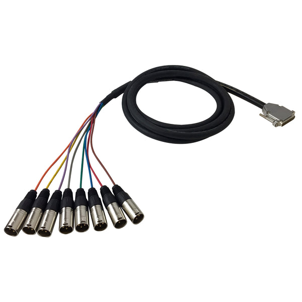 Premium Phantom Cables DB25 to XLR Male Balanced Analog 8-Channel Snake Cable