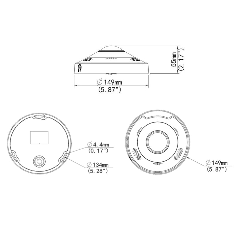 12MP Fisheye IP Camera 1.8mm Fixed Lens WDR Two-Way Audio IP66 IK10 Rated - White