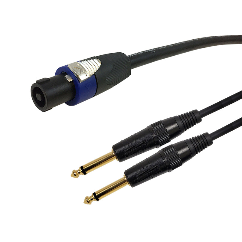 Premium Phantom Cables 4-Pole speakON to 2x 1/4 inch TS Speaker Cable