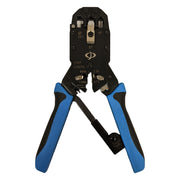 Professional Ratcheting Crimp Tool for Modular RJ45, RJ12, RJ11, RJ9 & DEC Plugs - Strip and Cut