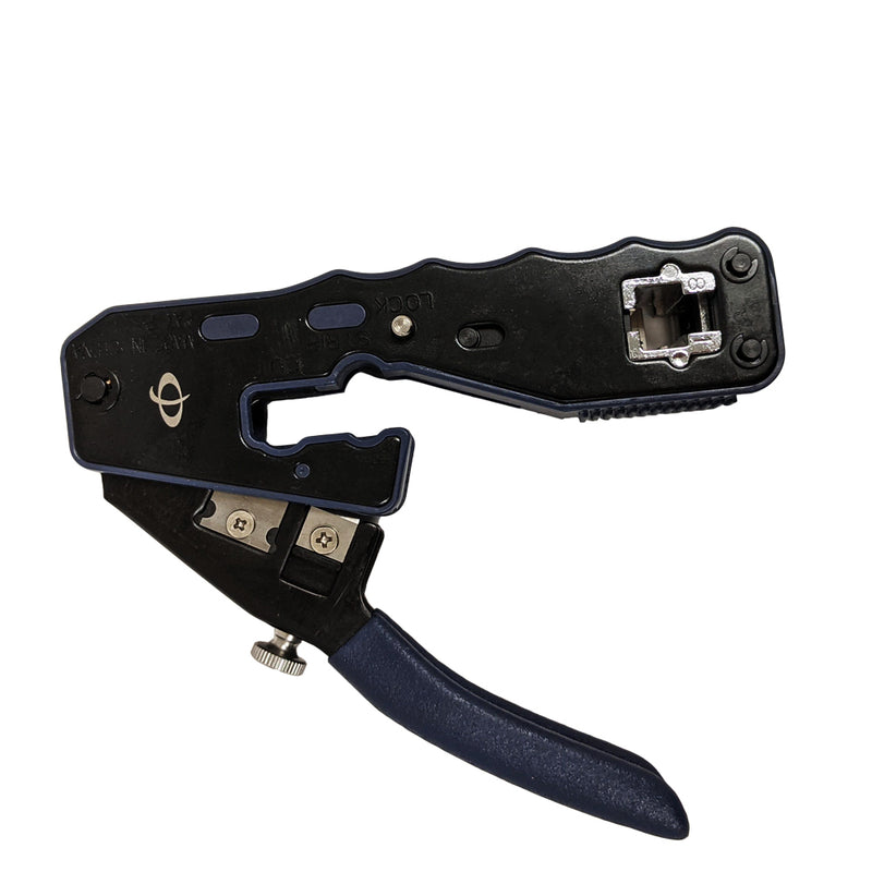 Professional Crimp Tool for Modular Pass-Through Plugs RJ45 - Strip and Cut