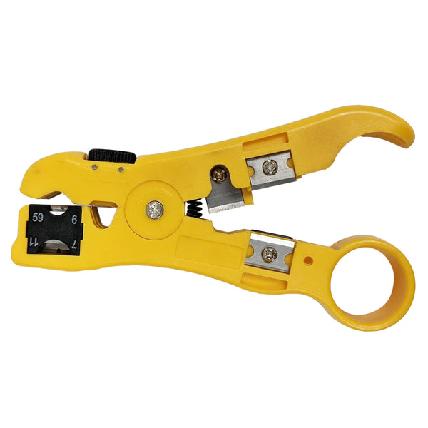 Professional Adjustable Jacket Strip Tool with Cutter for Networking, Telephone & Coaxial CAT5e, CAT6, CAT6A, RG59, RG6, RG11, RG7, Flat Cable - 2 Blades