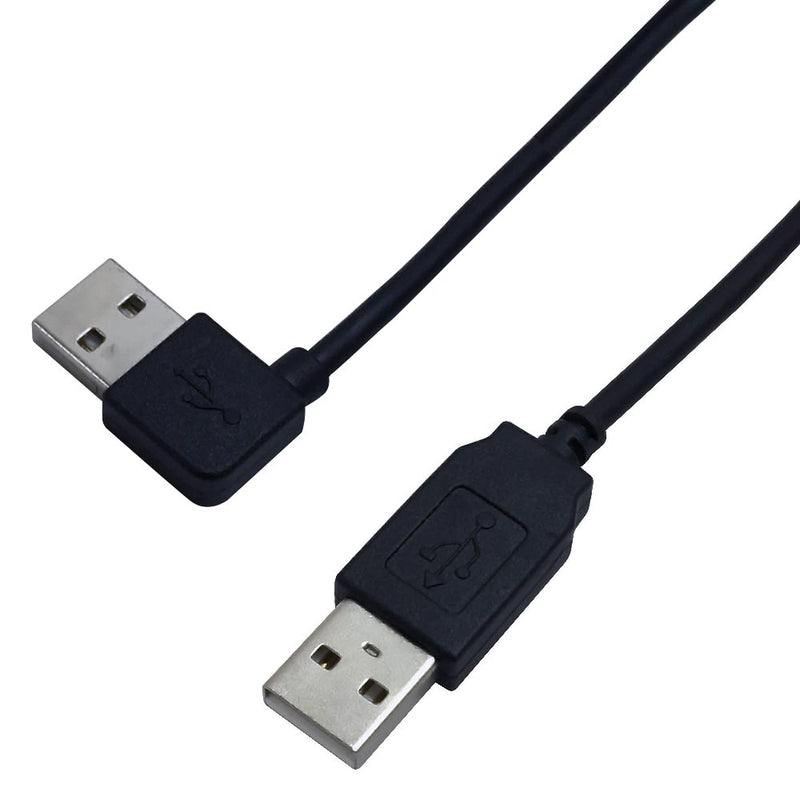 USB 2.0 Straight to A Right/Left Angle Male Cable - Black