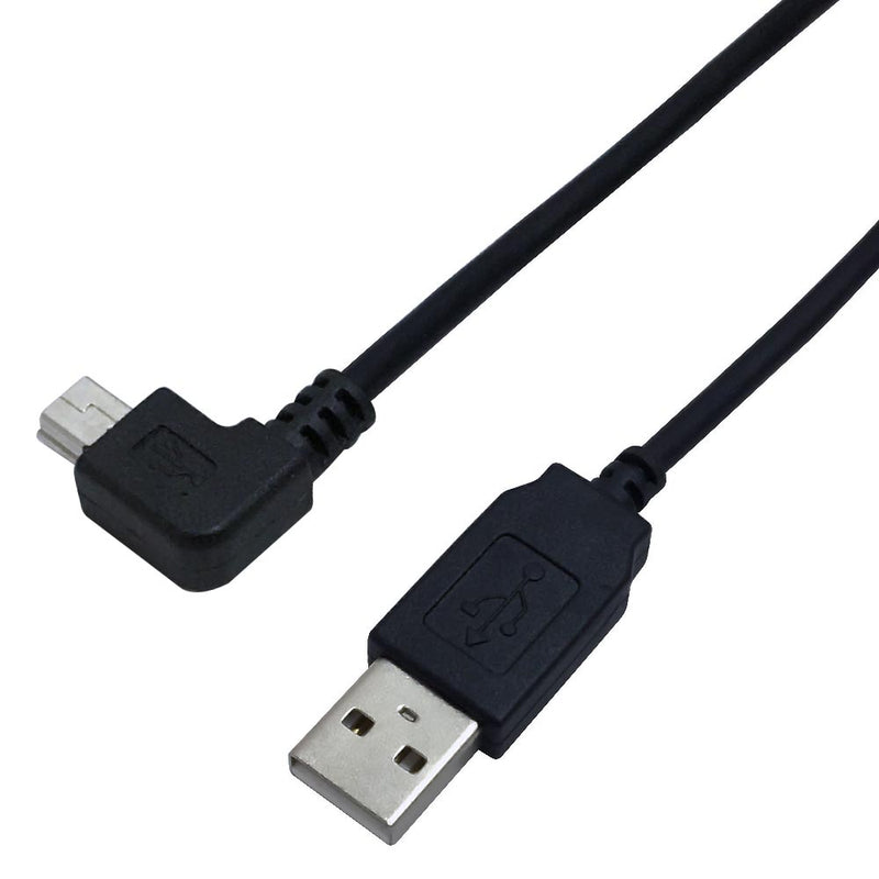 USB 2.0 A Straight Male to Mini-B 5-Pin Left Angle Cable - Black
