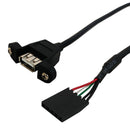 USB 2.0 A Panel Mount Female to IDC 5-pin Header Female Hi-Speed Cable