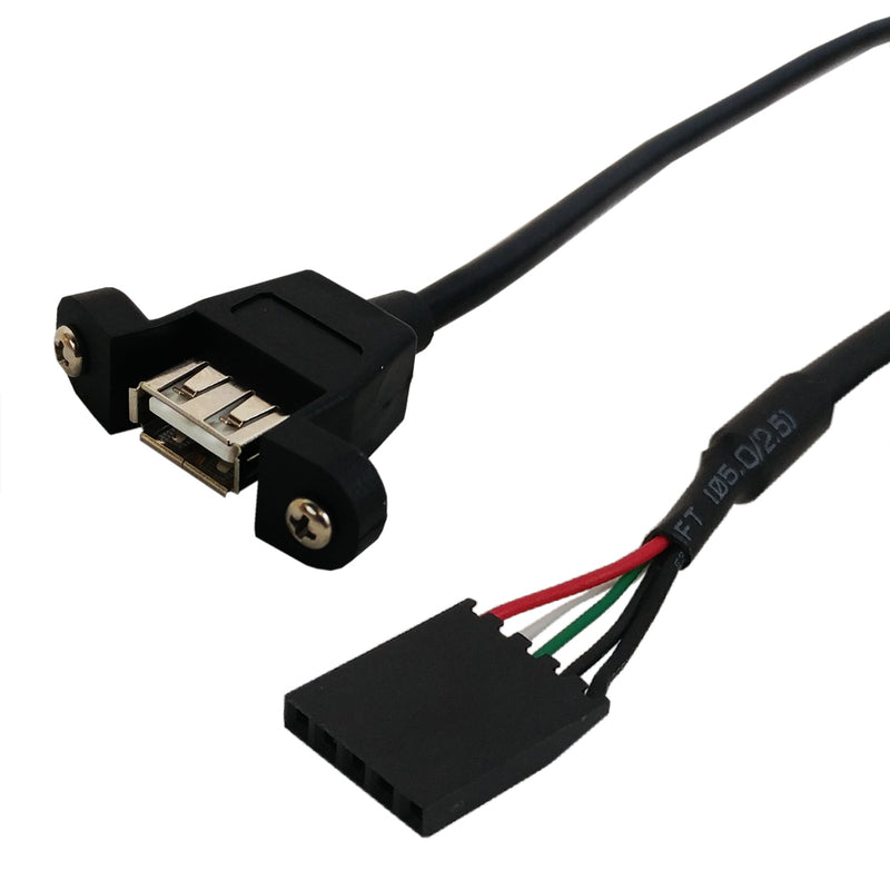 USB 2.0 A Panel Mount to IDC 5-pin Header Female Hi-Speed Cable