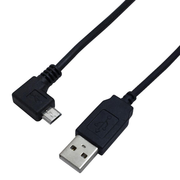 USB 2.0 A Straight Male to Micro-B Left Angle Cable - Black