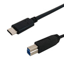 USB 3.1 Type-C Male to B Male Cable 10G 3A - Black