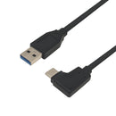 USB 3.1 Type-C Right/Left Angle Male Cable to A Straight Male - Black