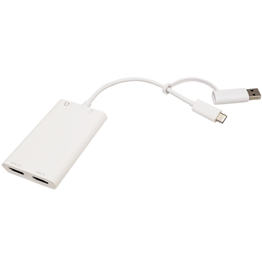 HDMI to USB 3.0 Audio/Video Capture Card - 4K Pass-through - 1080P Capture - 60FPS - White
