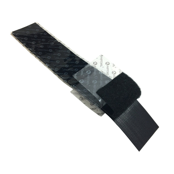 12 x 2 inch Rip-Tie Industrial Adhesive Back Wrap Velcro Strips - Black 5 mated pairs