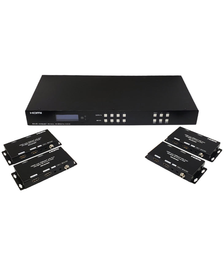 4x4 HDBaseT HDMI Matrix CAT5E/6 35m (4K*2K @60Hz 4:4:4) with 4 Receivers