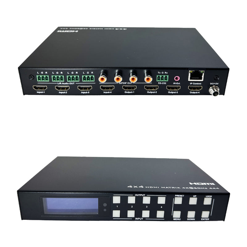 4x4 HDMI Matrix 4K@60Hz - YUV 4:4:4 - 18Gbps - HDCP 2.2in/2.2out - IR control