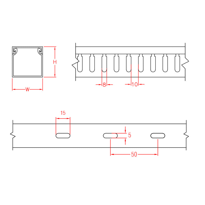 6ft Plastic Wiring Duct with Cover 2x3 - Grey