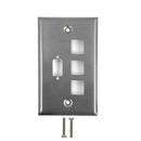 Single Gang - 1x ICDB Cutout - 3x Keystone - Stainless Steel Wall Plate