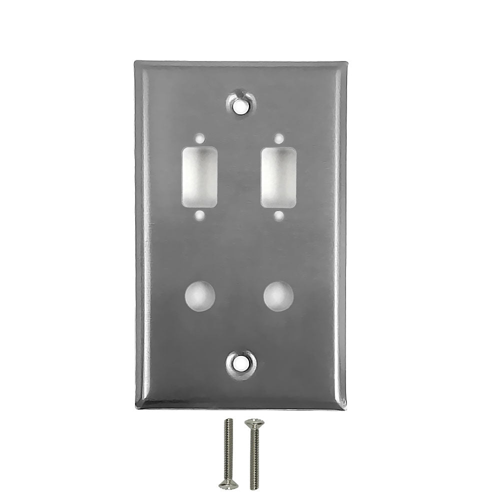 Single Gang - 2x ICDB Cutout - 2x 3/8 inch Hole - Stainless Steel Wall Plate