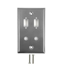 Single Gang, 2 x ICDB Size Cutout, 2 x 3/8 inch Hole Stainless Steel Wall Plate