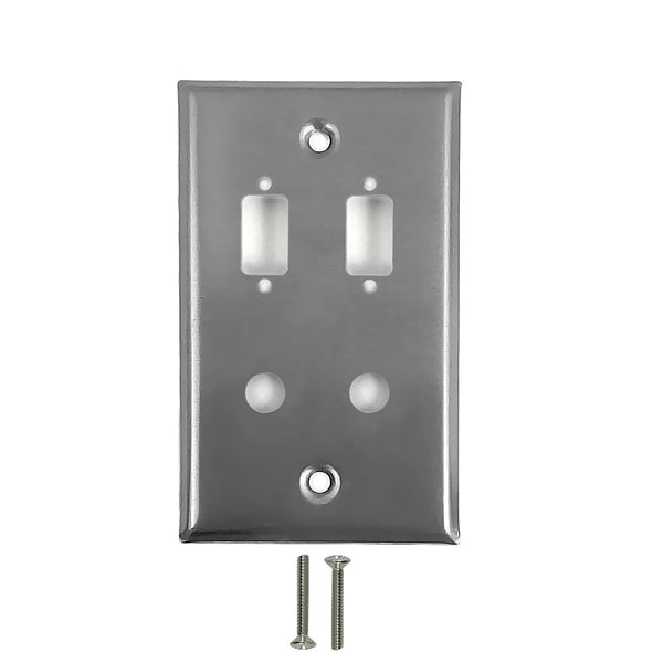 2-Port DB9 size cutout + 2 x 3/8 inch hole Stainless Steel Wall Plate