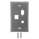 Single Gang, 1 x ICDB, 1x 3/8 inch, 1x Keystone - Stainless Steel Wall plate