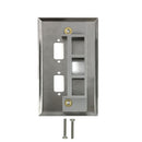 Single Gang, 2 x ICDB, 1x Keystone Stainless Steel Wall plate