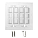 Wall Plate Flush Style, 12-Port Keystone Double Gang - White