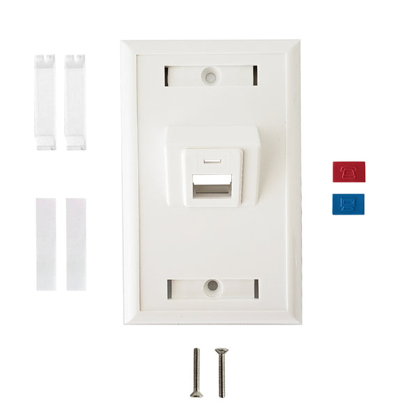 Wall Plate, 1-Port Angled Keystone - White