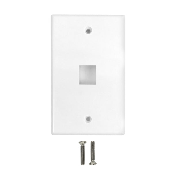 Wall Plate Flush Style, 1-Port Single Gang Keystone - White