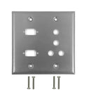 Double Gang, 2 x ICDB Size Cutout, 4 x 3/8 inch Hole Stainless Steel Wall Plate