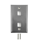 Single Gang, 2 x Keystone Stainless Steel Wall Plate