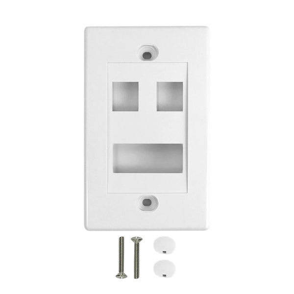 Wall Plate, 2-Port Keystone + 1-Port Dual Keystone, White