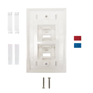 Catlog_Board2 ホワイト Wall Plate, 2-Port Angled Keystone - White