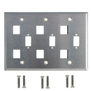 Triple Gang, 3 x ICDB Size Cutout, 6 x Keystone Stainless Steel Wall Plate
