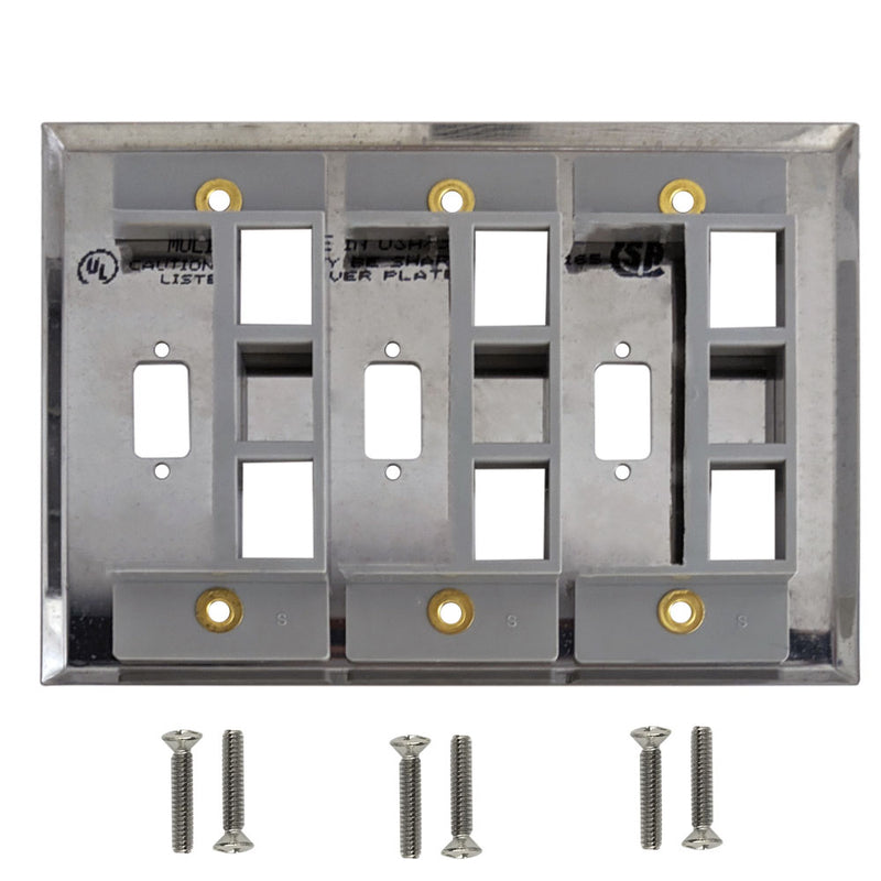 thumbnail image 2 of 1-Hole Keystone Wall Plate – Stainless Steel – My Cable Mart FE-KEY-1H-SS 2 of 6