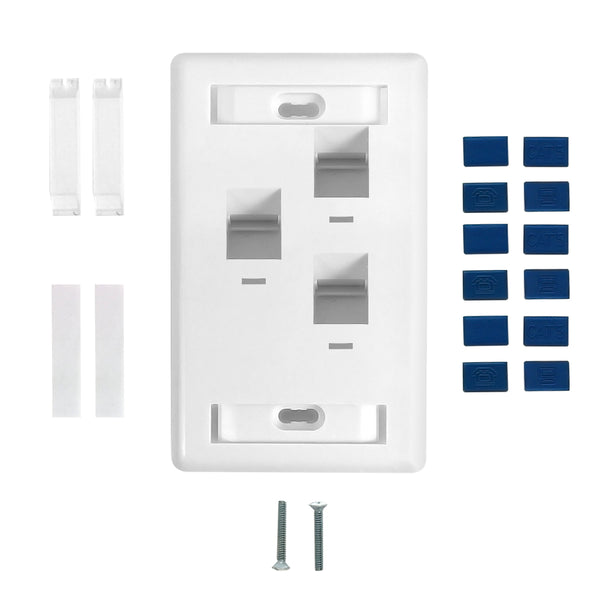 Wall Plate, 3-Port Angled Keystone - White