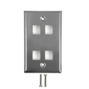 Single Gang, 4 x Keystone Stainless Steel Wall Plate