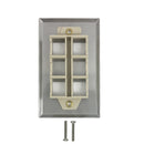 Single Gang, 4 x Keystone Stainless Steel Wall Plate