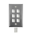 Single Gang - 6 x Keystone - Stainless Steel Wall Plate