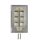 Single Gang - 6 x Keystone - Stainless Steel Wall Plate
