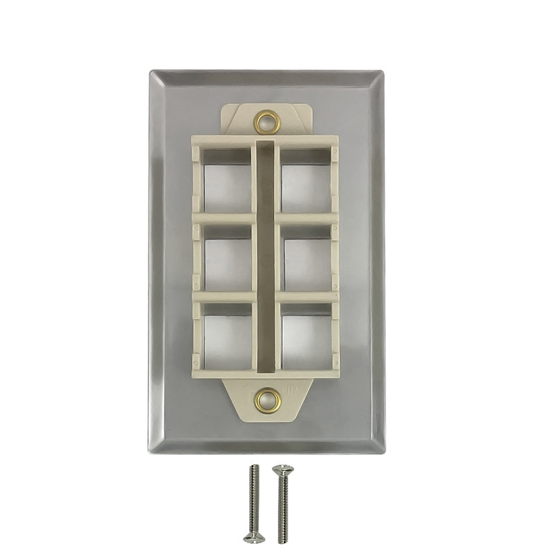 6-Port Keystone Stainless Steel Wall Plate