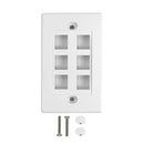 Wall Plate, 6-Port Keystone - White