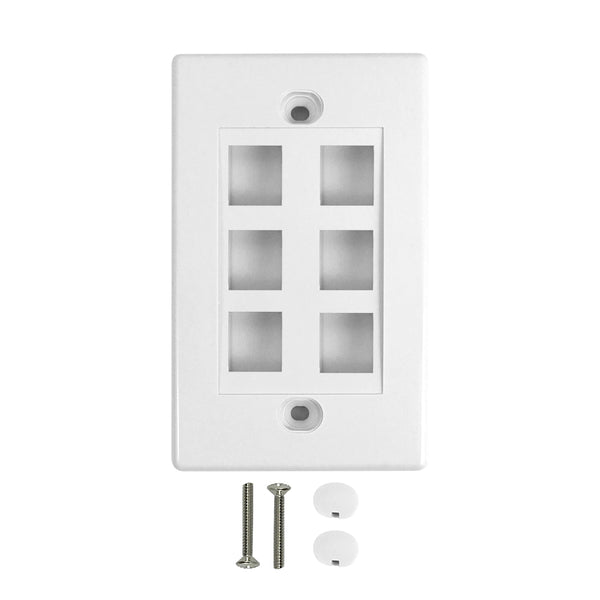 Wall Plate, 6-Port Keystone - White