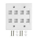 Wall Plate, 8-Port Keystone Double Gang - White
