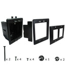 Recessed Box, Double Gang - Enclosed Back for A/V or Power - Black