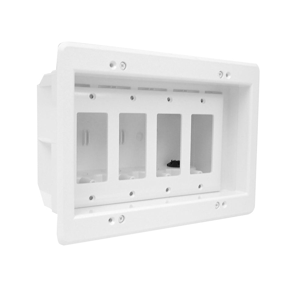 Recessed Electrical Outlet Box 4 Gang Blue Plastic New Work Standard